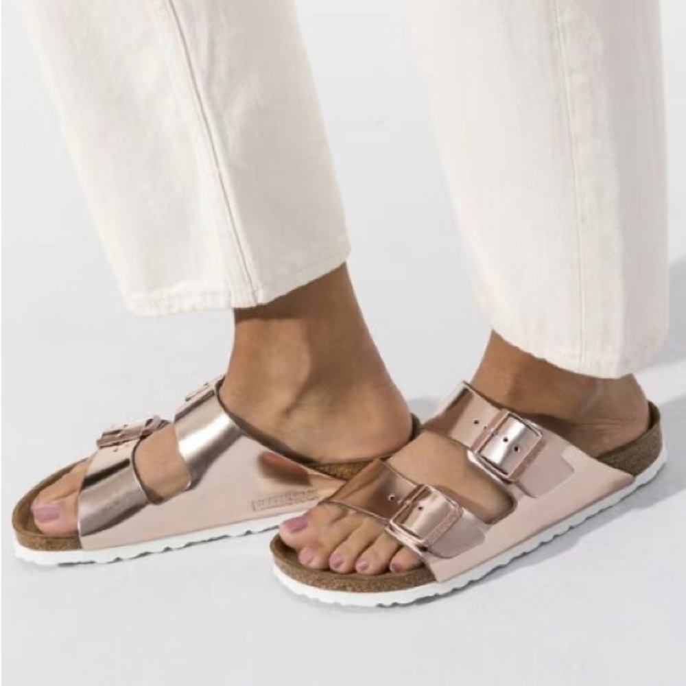 Birkenstock Arizona Soft Footbed Metallic Rose Gold